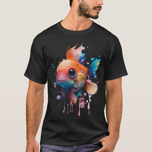 かわいい水彩画の魚 Tシャツ (正面)