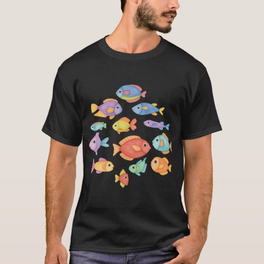 かわいい水彩画の魚 Tシャツ (正面)