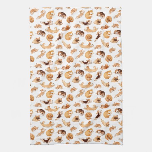 かわいい水彩画は図解入りの、写真付きのなパターンの後をつけます キッチンタオル (縦)