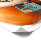 かわいい水彩画キツネ図書生 |キツネウォールプリント ポスター (角)