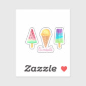 かわいい水彩画風アイスクリームステッカー シール (シート)