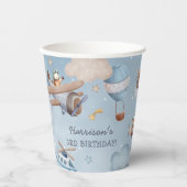 かわいい水彩画 航空少年 誕生日 紙コップ (正面)