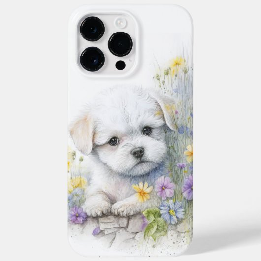 かわいい水彩白マルチーズ子犬 Case-Mate iPhoneケース (裏面)