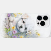 かわいい水彩白マルチーズ子犬 Case-Mate iPhoneケース (裏面 (横))