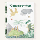 かわいい水彩白恐竜 ノートブック (正面)