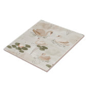 かわいい水彩白鳥のパターン タイル (側面)