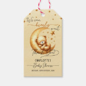 かわいい水彩眠るクマ月の赤ちゃんシャワー ギフトタグ (正面)