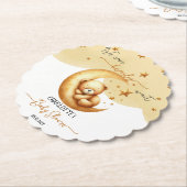 かわいい水彩眠るクマ月の赤ちゃんシャワー ペーパーコースター (アングル)