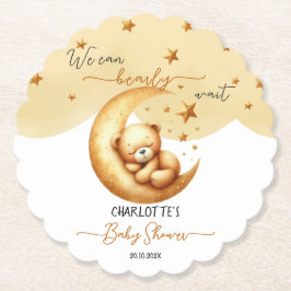 かわいい水彩眠るクマ月の赤ちゃんシャワー ペーパーコースター