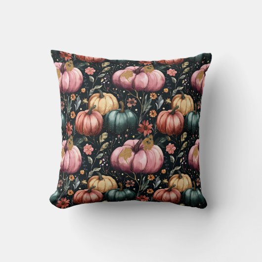 かわいい水彩秋かぼちゃ模様 クッション (正面)
