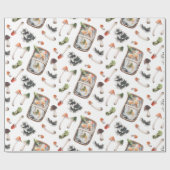 かわいい水彩秋のキノコ包装紙 ラッピングペーパー (フラット)