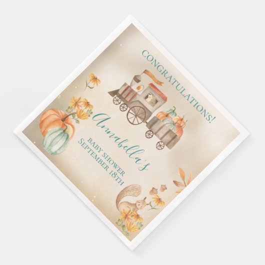 かわいい水彩秋の列車の赤ちゃんシャワー (コーナー)