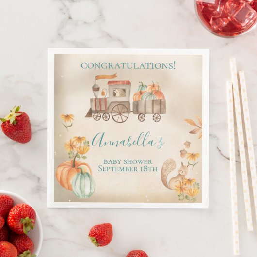 かわいい水彩秋の列車の赤ちゃんシャワー (インサイチュ)