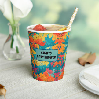 かわいい水彩秋秋の赤ちゃんシャワー 紙コップ