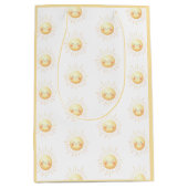 かわいい水彩笑顔の黄色いサンシャインキッズ ミディアムペーパーバッグ (正面)