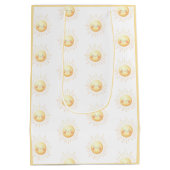 かわいい水彩笑顔の黄色いサンシャインキッズ ミディアムペーパーバッグ (裏面)