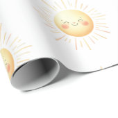 かわいい水彩笑顔の黄色いサンシャインキッズ ラッピングペーパー (ロールコーナー)