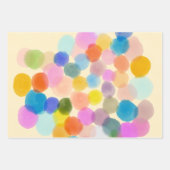 かわいい水彩紙吹雪円ドットパターン ラッピングペーパーシート (正面2)