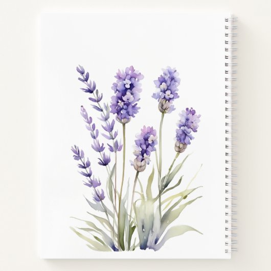 かわいい水彩紫色のラベンダー |名パーソナライズされた前 ノートブック (裏面)