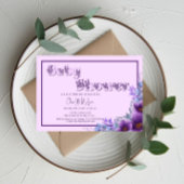 かわいい水彩紫色の花の赤ちゃんシャワー 招待状