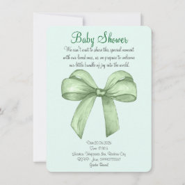 かわいい水彩緑の弓の誘い セーブザデート