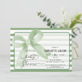 かわいい水彩緑の弓ベビーシャワー 招待状 (スタンド正面)