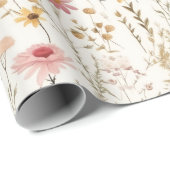 かわいい水彩繊細な花茎葉模様 ラッピングペーパー (ロールコーナー)