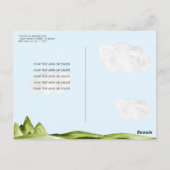 かわいい水彩航空スカイレッド飛行機誕生日 ポストカード (裏面)