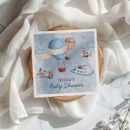 かわいい水彩航空ブルーボーイベビーシャワー スタンダードカクテルナプキン