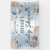 かわいい水彩航空ブルーボーイベビーシャワー 横断幕 (縦)