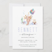 かわいい水彩色のアクソロトル誕生日パーティー 招待状 (正面)