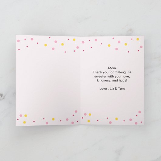 かわいい水彩色のドーナツ母さん人生をより甘くする カード (内部)