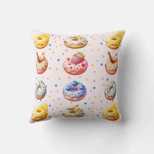 かわいい水彩色のドーナツ母さん人生をより甘くする クッション (裏面)