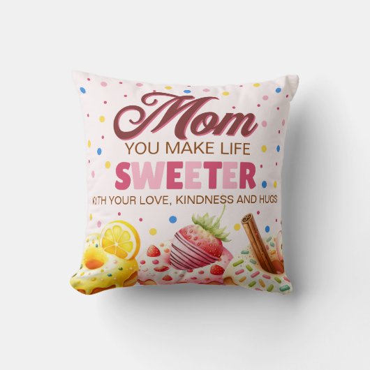 かわいい水彩色のドーナツ母さん人生をより甘くする クッション (正面)