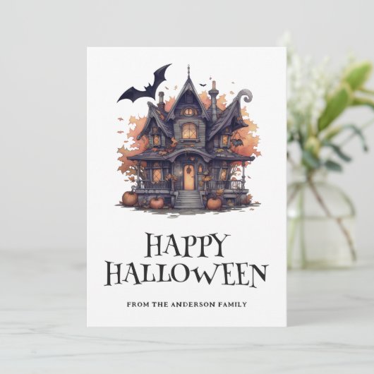 かわいい水彩色のハッピーハローウィンカード シーズンカード (スタンド正面)