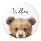 かわいい水彩色の森の動物クマのベビー部屋セット セラミックノブ (正面)