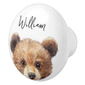 かわいい水彩色の森の動物クマのベビー部屋セット セラミックノブ (右)