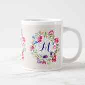 かわいい水彩花のフローラモ素晴らしノグラム ジャンボコーヒーマグカップ (右)