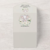 かわいい水彩花の象のベイビーシャワー オールインワン招待状 (外側)