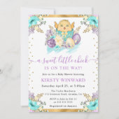 かわいい水彩花イースターチックベイビーシャワー 招待状 (正面)