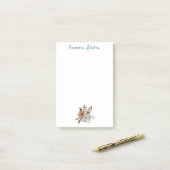 かわいい水彩花シンプルパーソナライズされた花 ポストイット (デスク上)