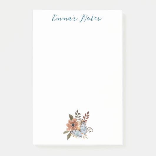 かわいい水彩花シンプルパーソナライズされた花 ポストイット (正面)