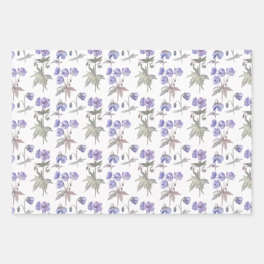 かわいい水彩花フローラガーデンギフトパーティー ラッピングペーパーシート (正面)