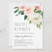 かわいい水彩花園のスイート16パーティー 招待状 (正面)
