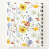 かわいい水彩花柄のオリジナルイニシャル ノートブック (裏面)