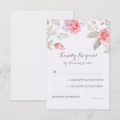 かわいい水彩花結婚式RSVPカード 出欠カード (正面/裏面)