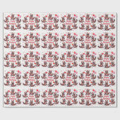 かわいい水彩茶色のラクーン誕生日シーン –  ラッピングペーパー (フラット)