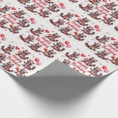 かわいい水彩茶色のラクーン誕生日シーン –  ラッピングペーパー (角)