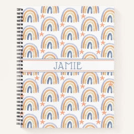かわいい水彩虹と星のオーダーメイド ノートブック