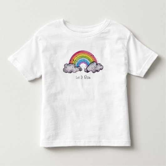 かわいい水彩虹と雲 トドラーTシャツ (正面)